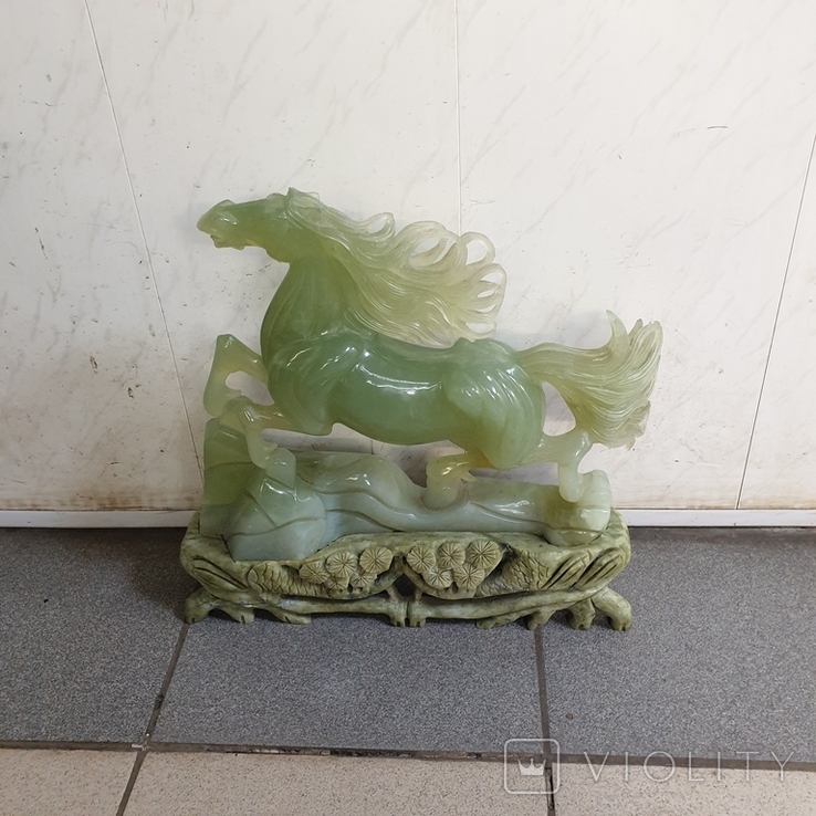 Статуетка Оникс, Конь на подставке ручная резьба, фото №10