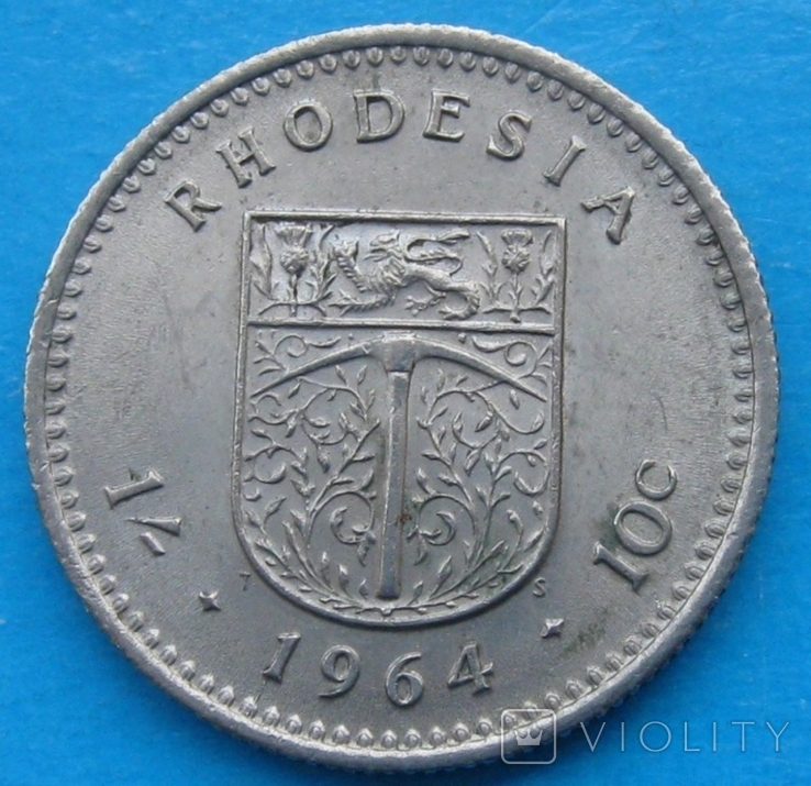Британская Родезия 10 центов 1964, фото №2