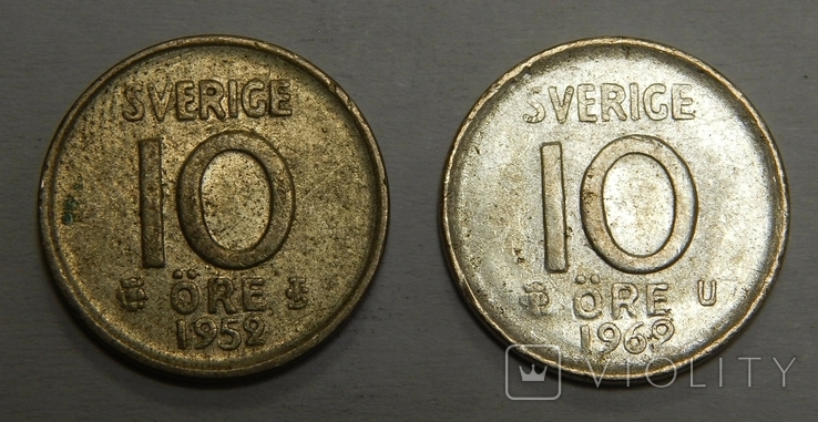 2 монеты по 10 эре, Швеция, фото №2
