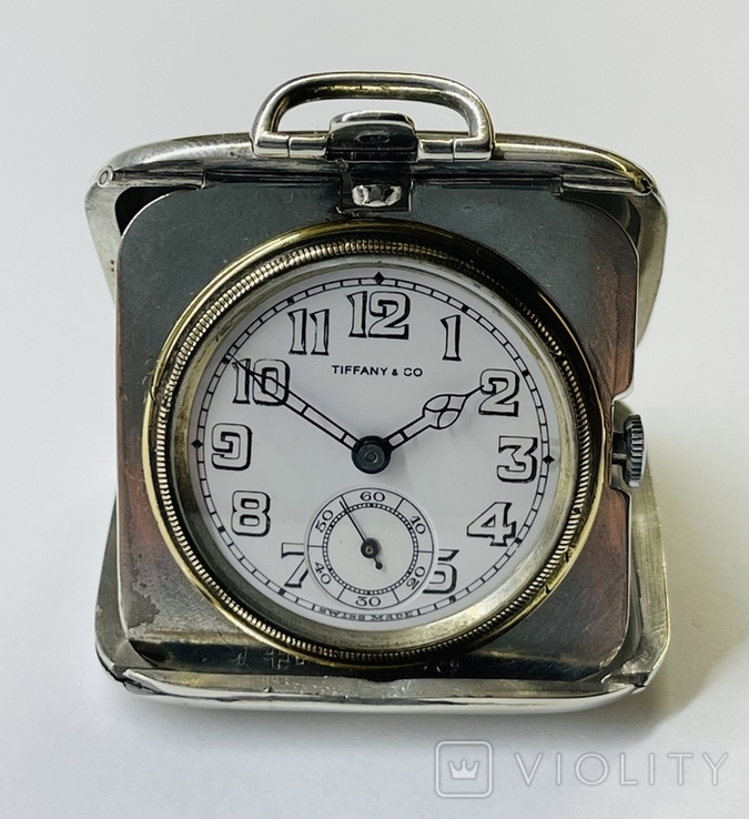 Антикварные карманные - настольные часы в серебре Tiffany &amp; Co начала ХХ века, фото №2