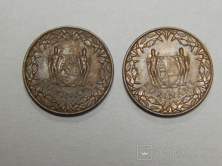 2 монеты по 1 центу, 1970/72 г.г. Суринам, фото №3