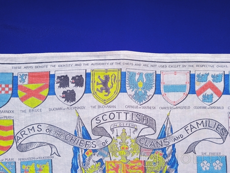 Винтажное полотенце Гербы вождей шотландских кланов и семей, лён, 50 х 77 см., фото №4