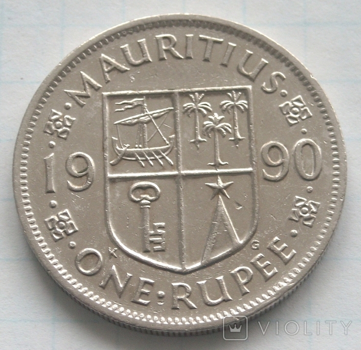 1 рупія, Маврикій, 1990р., фото №2