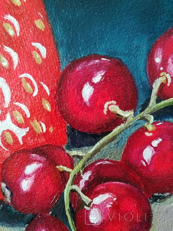 "Червоні ягідки", полотно/олійні, 30х40 (20х30), О.Таран, фото №5