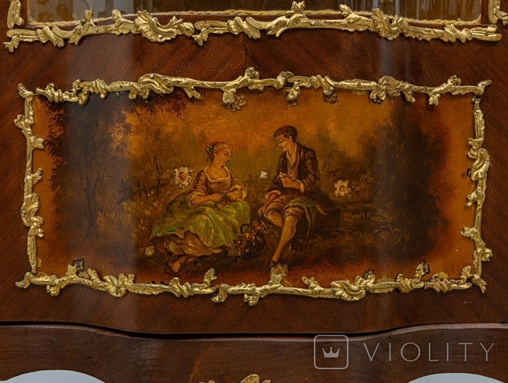 Антикварна вітрина з розписом у стилі Людовика XV, фото №10