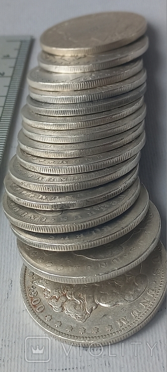 Пятнадцать монет "1 доллар" Morgan Dollar, США, 1880-1900-е серебро 0.900 384 грамма, фото №10