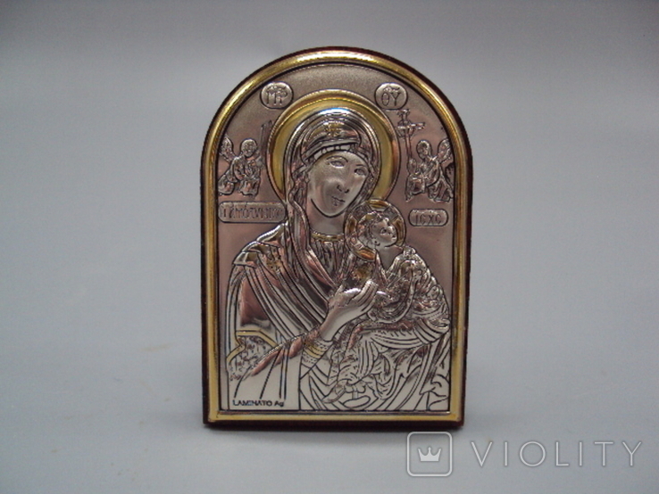 Икона Божья матерь Страстная богородица иконка серебро 925 проба Laminato Ag Италия, фото №2