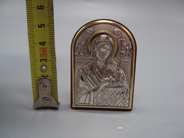 Икона Божья матерь Страстная богородица иконка серебро 925 проба Laminato Ag Италия, фото №3