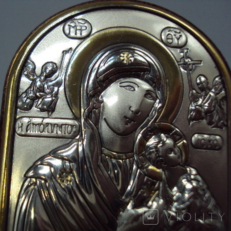 Икона Божья матерь Страстная богородица иконка серебро 925 проба Laminato Ag Италия, фото №7