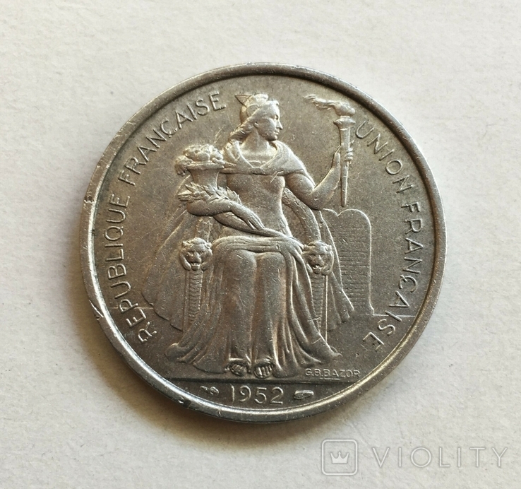 5 франков, 1952 г, Новая Каледония, колония Франции, фото №2