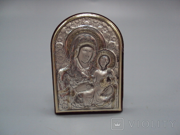 Икона Божья матерь Ерусалимская богородица иконка серебро 925 проба Laminato Ag Италия, фото №2