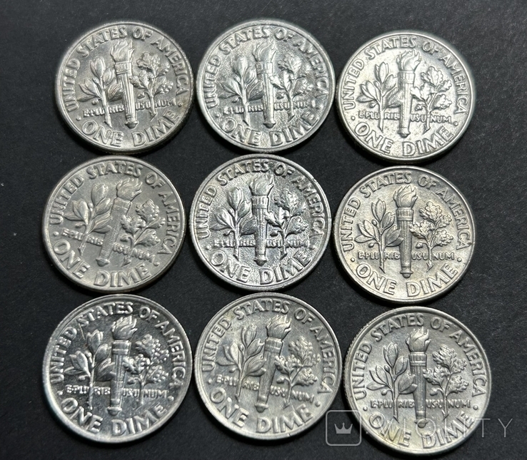 10 центів ( дайм ) 1965-2002р ( див. Опис), фото №7
