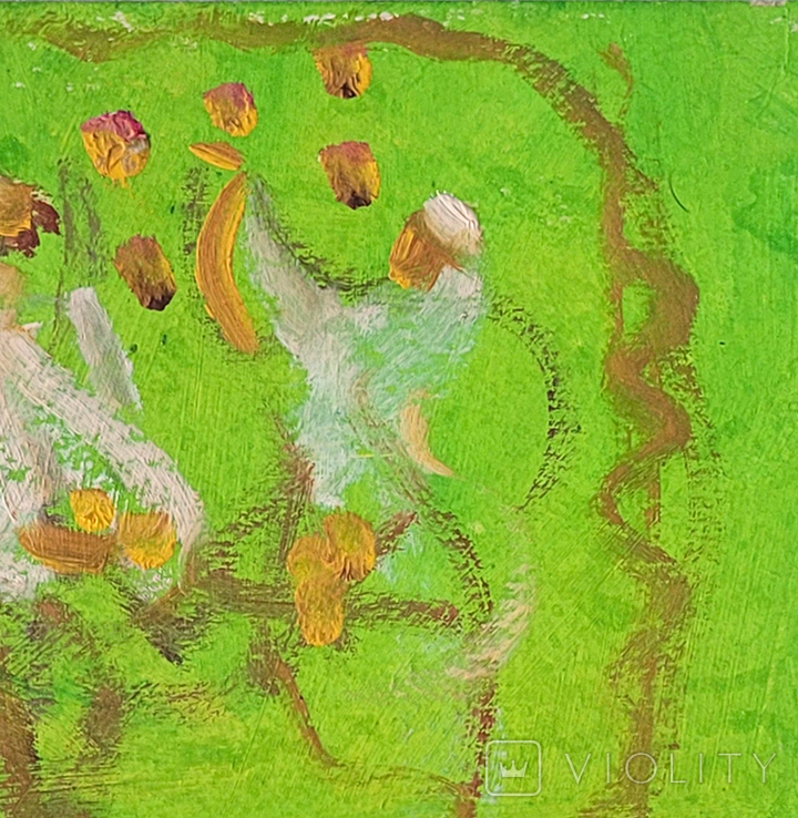 Картина "Збір урожаю" картон\олія 20х31 см, В, Кравченко (1924-2006), фото №5