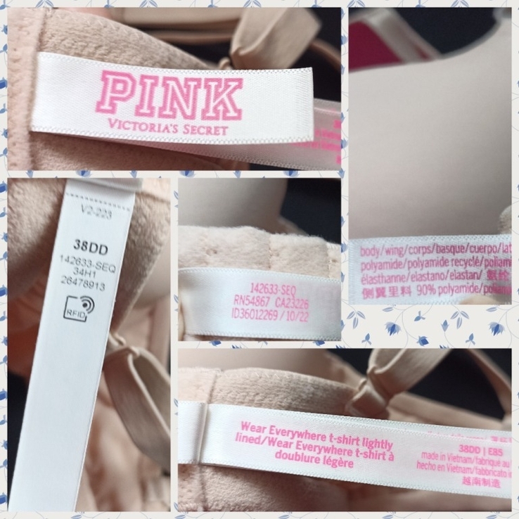 Victorias Secret Pink EUR 38DD/85 Бюстгальтер поролон косточка бежевый, фото №11