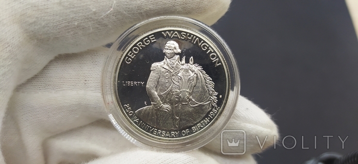 Джордж Вашингтон 250 р. 50 центів срібло 1982 Proof, фото №2