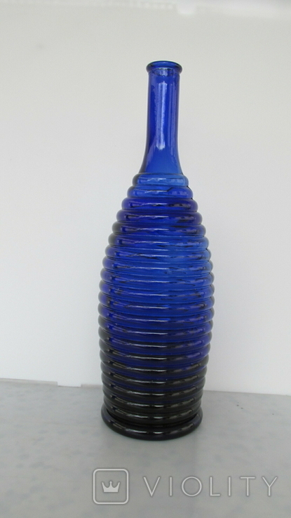 Пляшка бутилка для вина 1л синій кобальт 1960-1970, фото №2