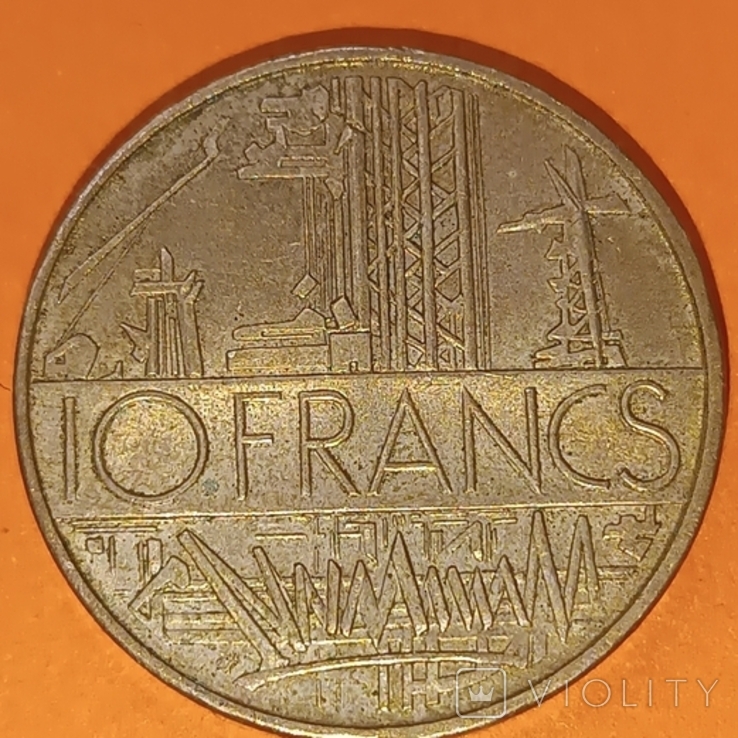 Франция 10 франков 1975, фото №2
