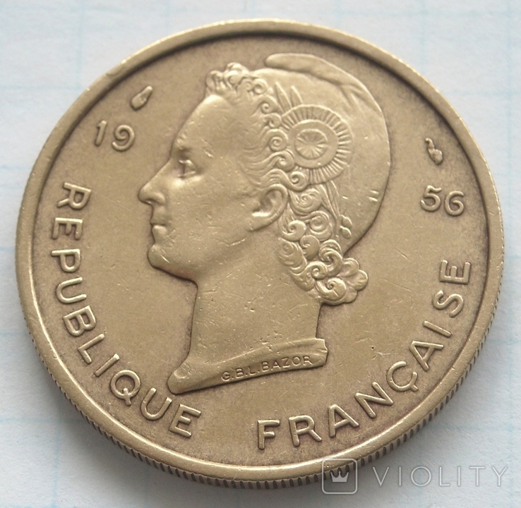 25 франків, Французька Західна Африка, 1956р., фото №2