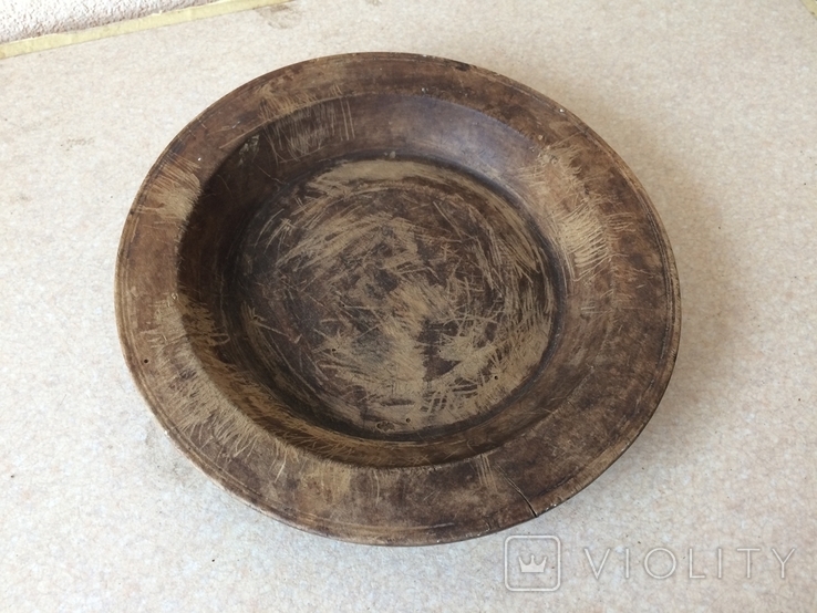 Старинная деревянная тарелка, фото №9