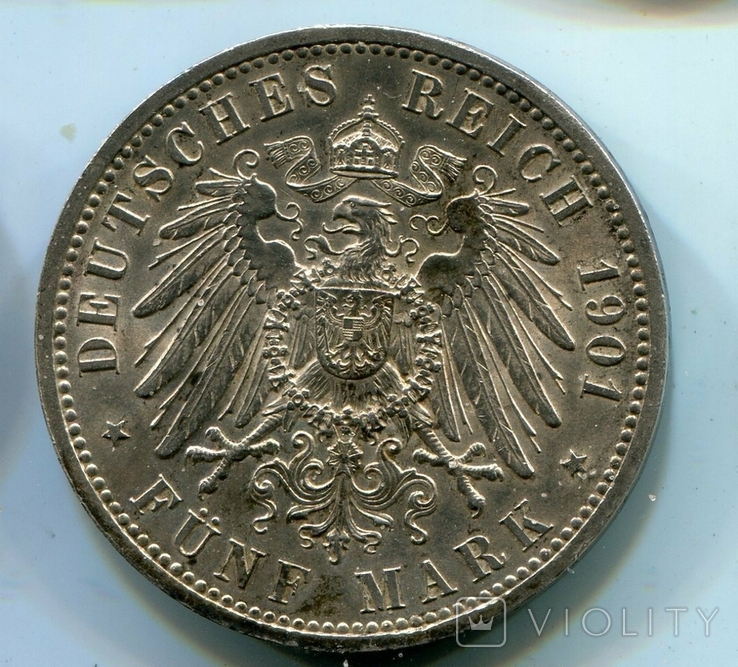Пруссия 5 марок 1901 г. Серебро, photo number 3