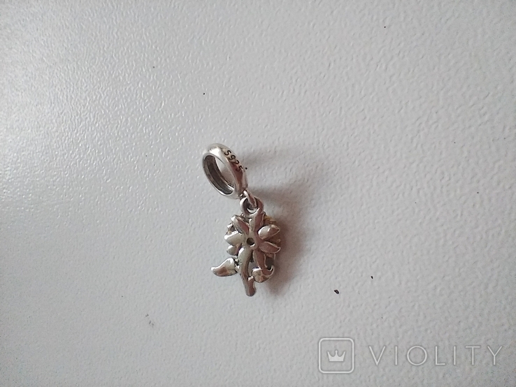 #870 Срібний кулон з квіткою, фото №3