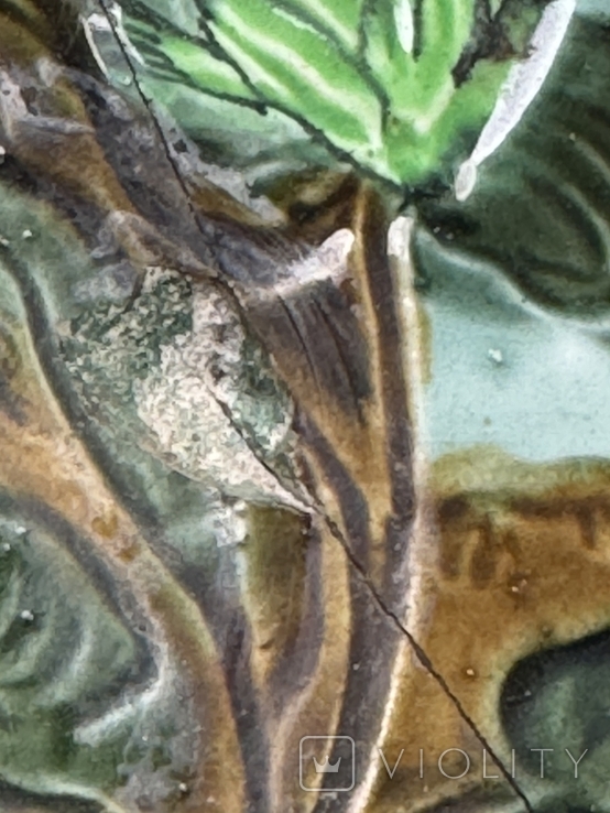Тарелка настенная керамика Кузнецов цапля камыши лилии, фото №5