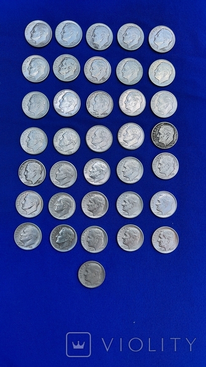 Монети США 10 центів або один дайм різних років., фото №2