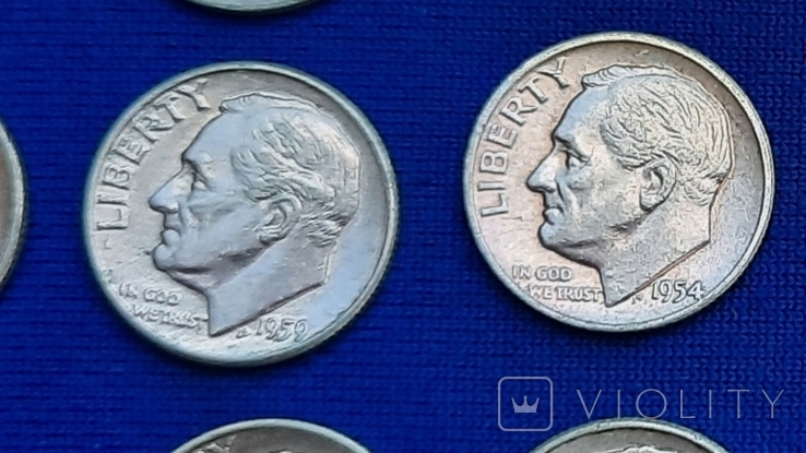 Монети США 10 центів або один дайм різних років., фото №7