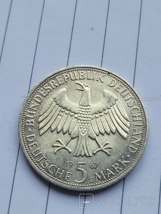 5 марок 1967 года, ФРГ., фото №3