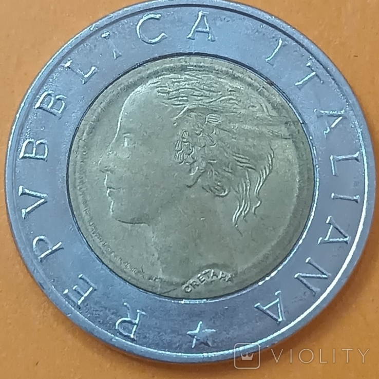 Италия, 500 лир 1993 (юбилейная, фото №3