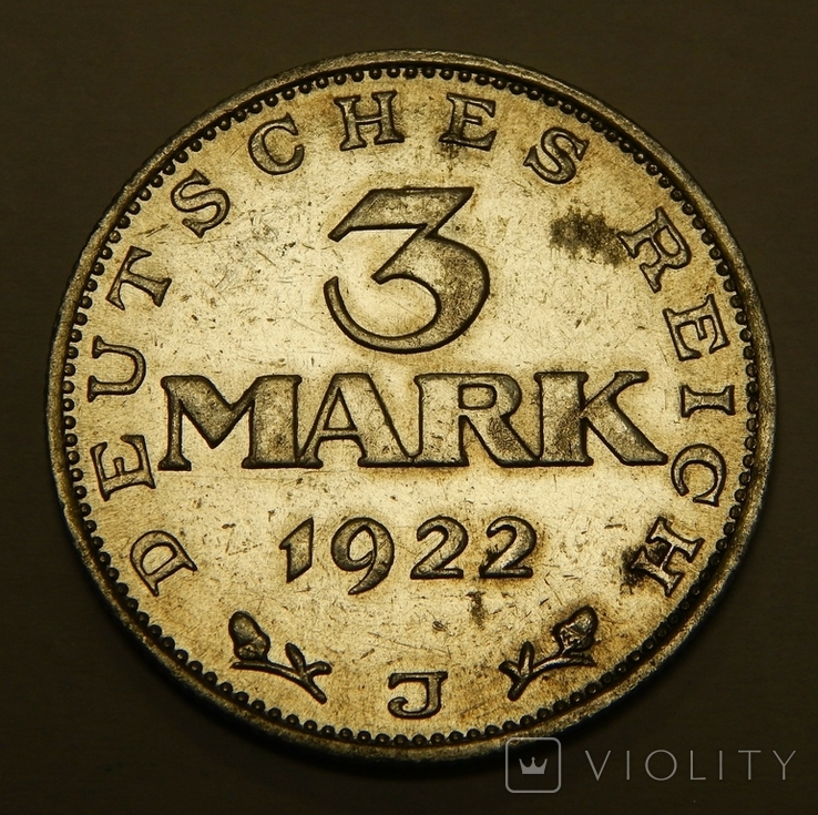 3 марки, 1922 J Веймар, фото №2