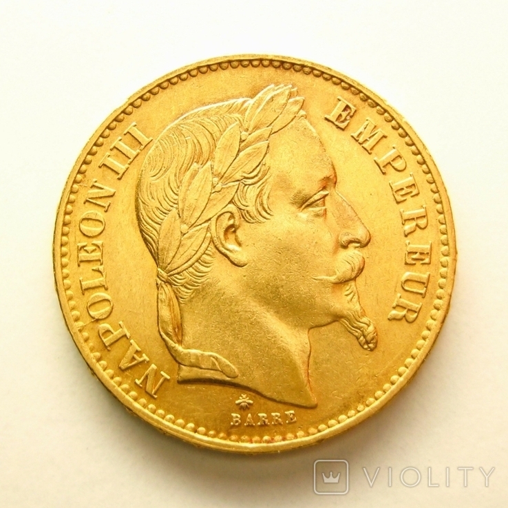 Франция 20 франков 1870 г., фото №2