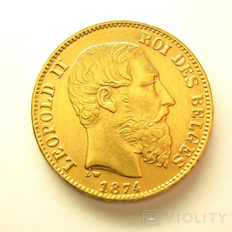 Бельгия 20 франков 1874 г. №2, фото №2