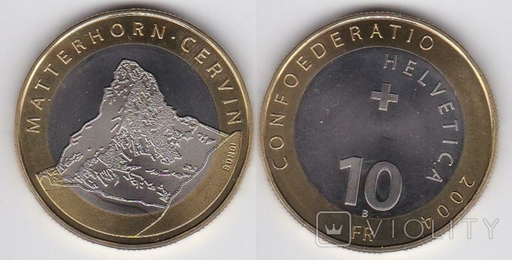 Switzerland Швейцария - 10 Francs 2004 Гора Маттерхорн