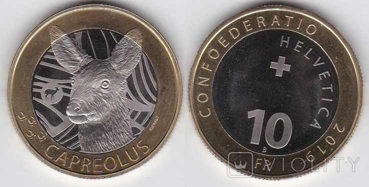Switzerland Швейцария - 10 Francs 2019 Фауна Швейцарії - Сарна Capreolus