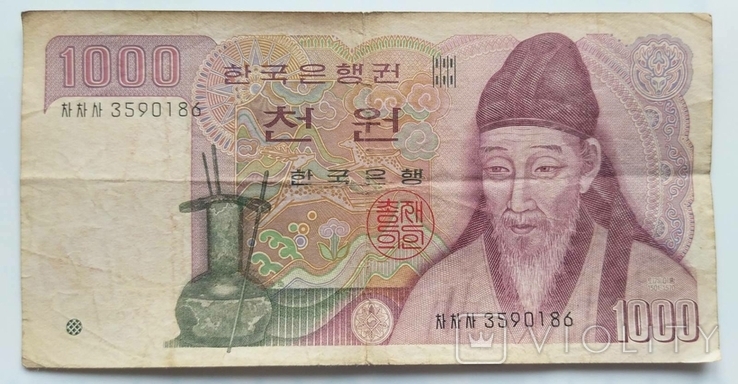 Южная Корея, 1 000 вон, б/г (1983 год), фото №2