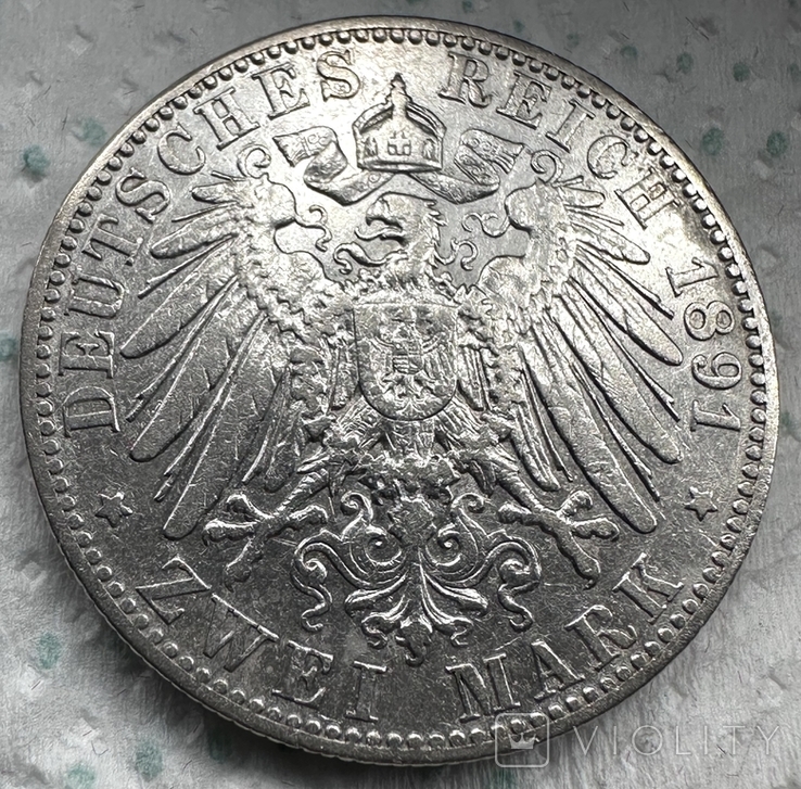 2 Марки 1891 Альберт, Саксония, новый герб, фото №3