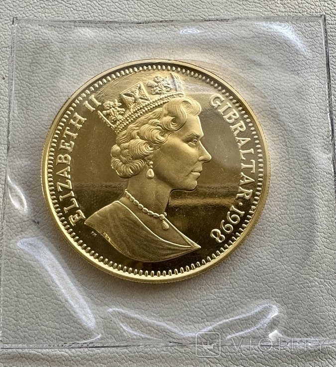 1 роял 1998 год Гибралтар, золото 31,1 грамм 999,9, фото №3