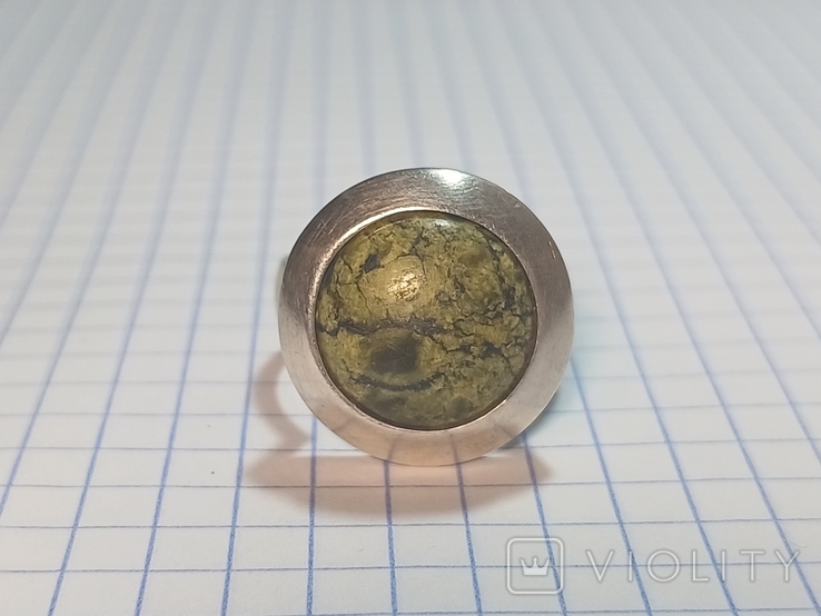 Кольцо серебро змеевик, фото №8