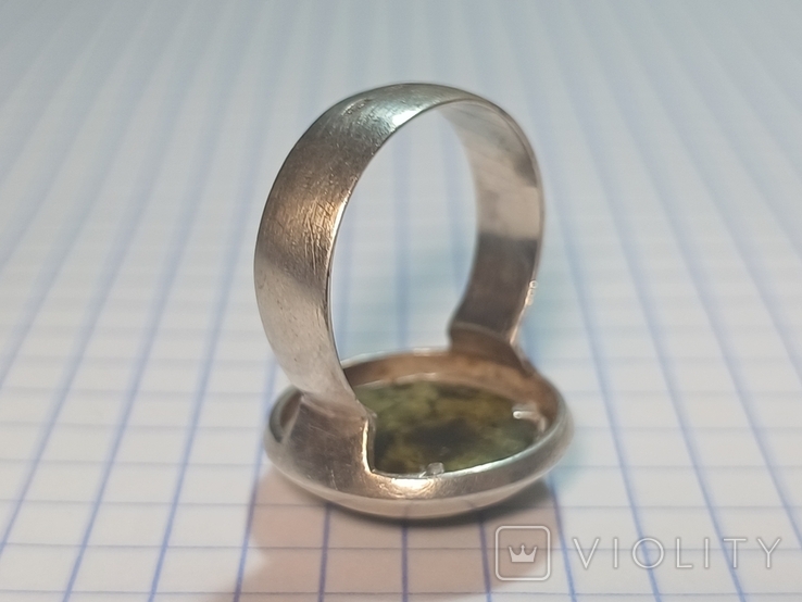 Кольцо серебро змеевик, фото №11