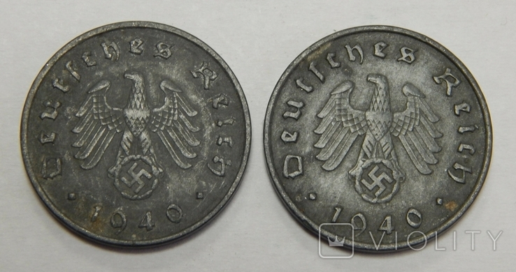 2 монеты по 10 рейхспфеннигов, 1940 А Третий Рейх, фото №3