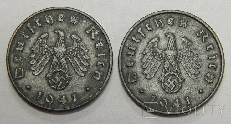 2 монеты по 10 рейхспфеннигов, 1941 А Третий Рейх, фото №3