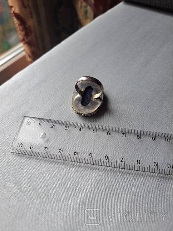 Кольцо серебро с лазуритом, фото №2