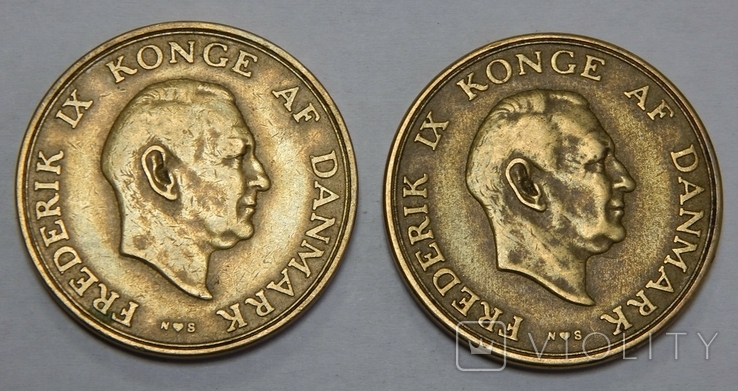 2 монеты по 2 кроны, 1952/54 г.г. Дания, фото №3