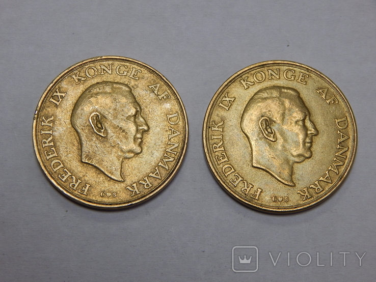 2 монеты по 1 кроне, 1957/58 г.г. Дания, фото №3