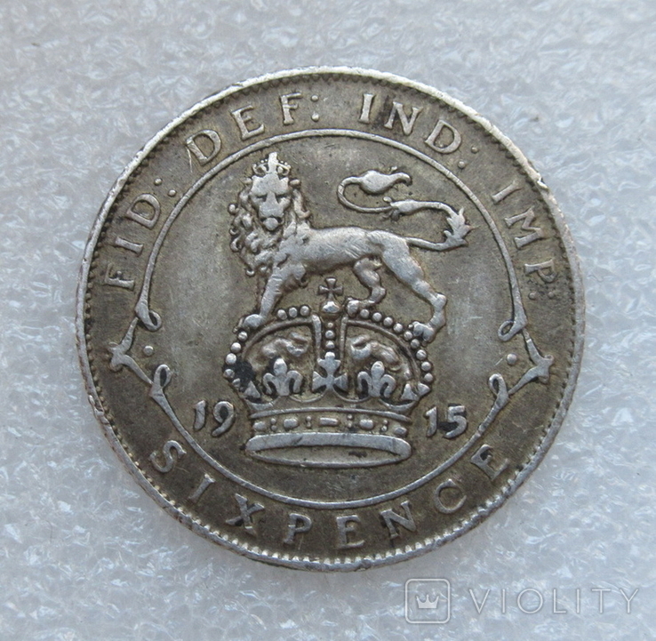 6 пенсов 1915 г. Великобритания, серебро, фото №4