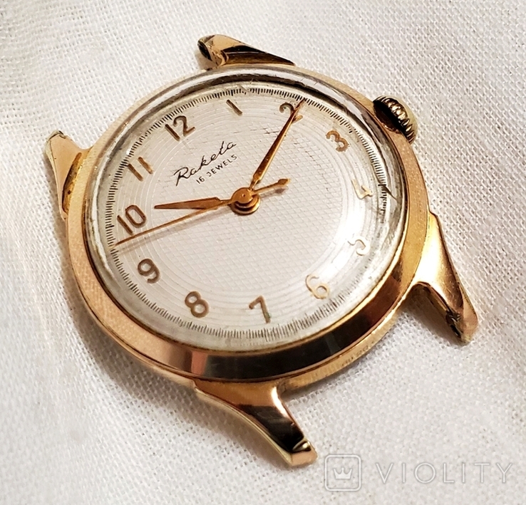 Позолочений годинник Raketa початку 60-х років Петродворецького годинникового заводу СРСР, фото №6