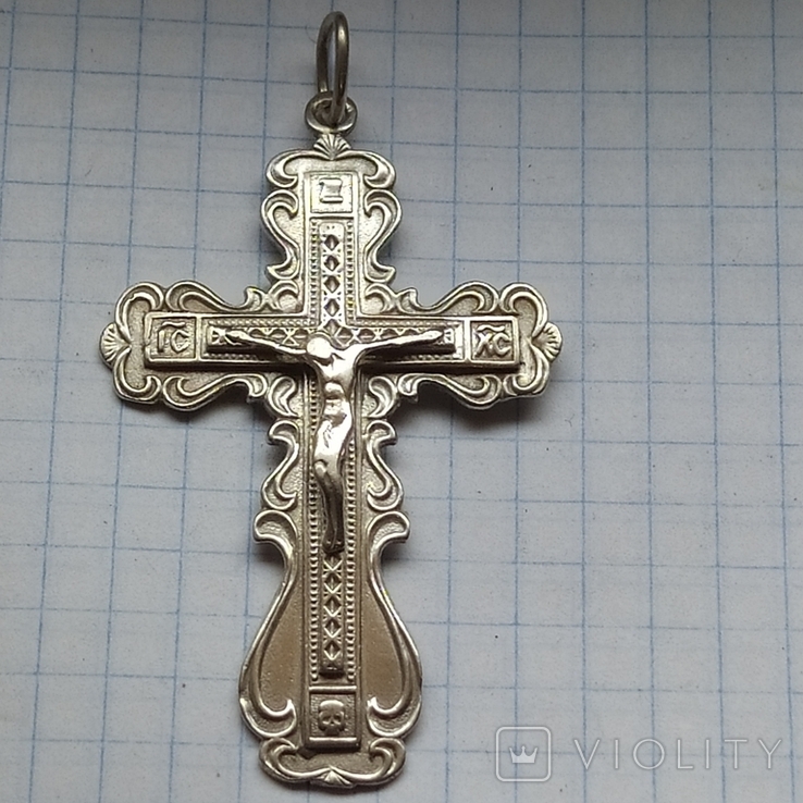 Крупный кулон крест серебро 9,4 грам длина 6 см, фото №2