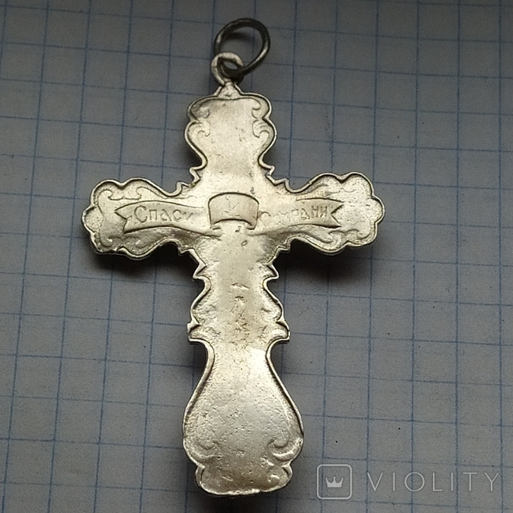 Крупный кулон крест серебро 9,4 грам длина 6 см, фото №7