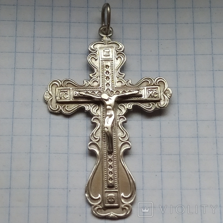 Крупный кулон крест серебро 9,4 грам длина 6 см, фото №9